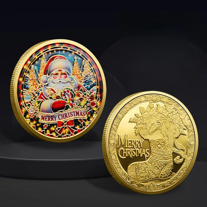 Christmas Commemorative Coin – Santa Claus Carriage & Boots Lucky Holiday Collectible Badge