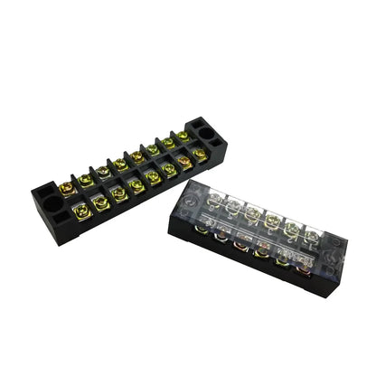 Dual Row Barrier Screw Terminal Block Strip — 600V 15A Wire Connector, 3-20 Position Options