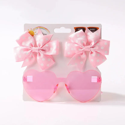 Girls' Hair Bow Clips - 3-Piece Solid Dot Boutique Bowknot Hair Accessories