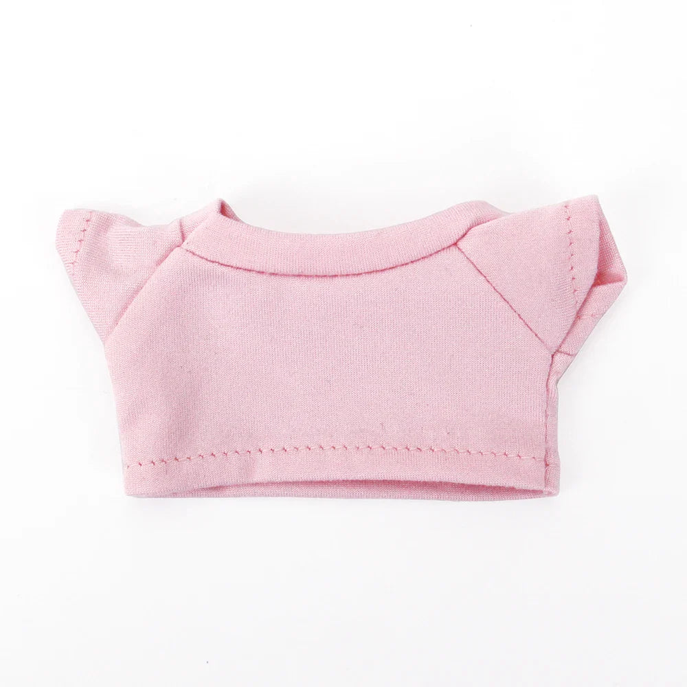 Cotton Short-Sleeve Labubu Doll Clothes – 14-17cm Solid Color T-Shirt Dress-Up Accessories for Plush DIY Toys