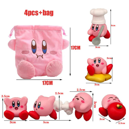 Star Kirby Action Figures — Cute PVC Toys with Cartoon Drawstring Storage Bag, Pocket-Sized Action Figures