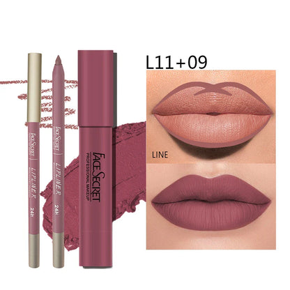 Matte Lipliner & Lipstick Set – Waterproof, Long-Lasting Soft Matte Lip Color for Women
