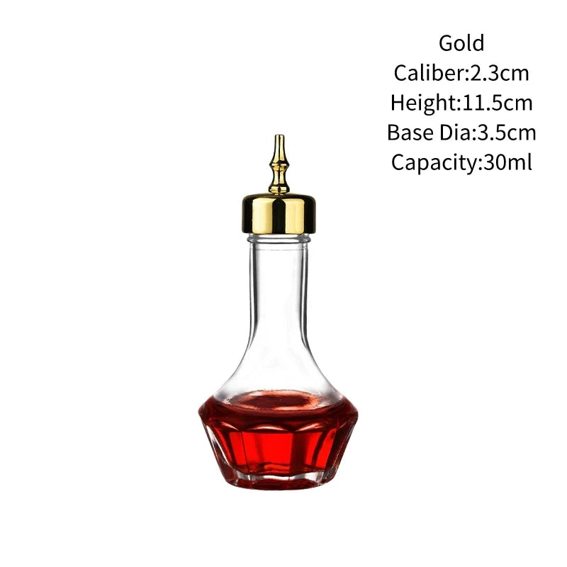 Vintage Glass Cocktail Bitters Bottles — Stainless Steel Cap Seasoning & Bar Accessories for Kitchen & Bartender Use