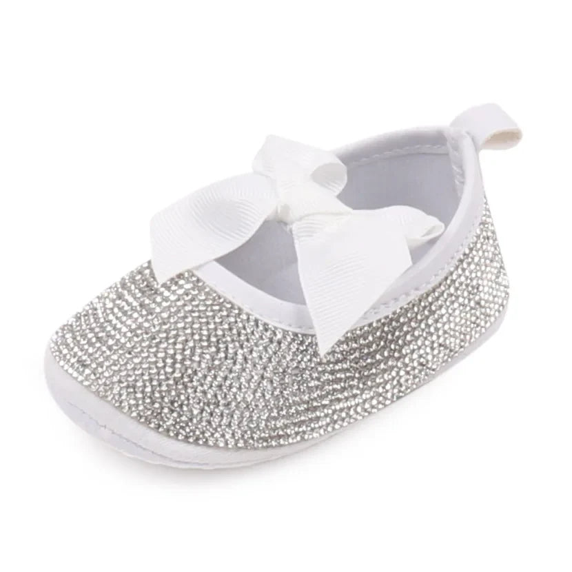Baby Girls’ Bowknot Shoes - Shiny Diamond Sneakers & Sandals for Newborns and Toddlers