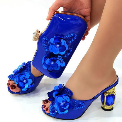 African Gold Women’s Shoe & Bag Set - Italian-Inspired Narrow Band Cross-Tie Party Fashion Design