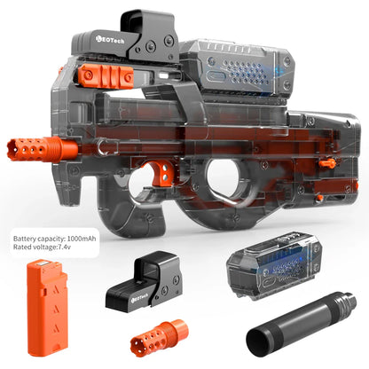 Electric Gel Gun – Transparent Black Fully Automatic Splatter Ball Toy for Outdoor Shooting Games (No Bullets)