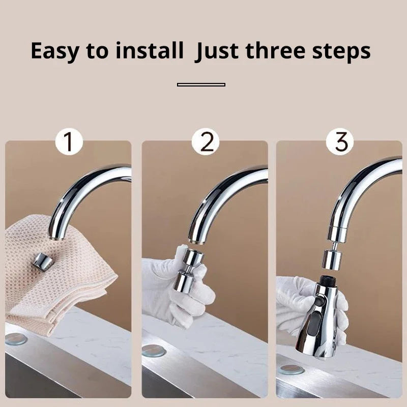 Metal Alloy Faucet Extender with 3 Modes – Water-Saving Home Shower Spray Filter