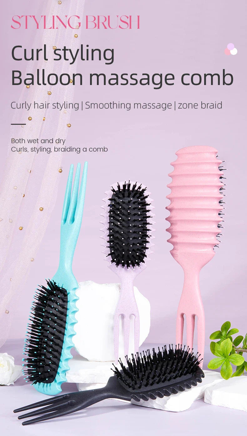 Candy Brush Curly Hair Styling – Nylon Bristle Detangling & Volumizing Comb for All Hair Types