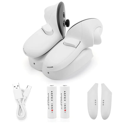 Wireless Charging Dock for Quest 3 Controllers – 2 Rechargeable Batteries for VR Touch Plus Handle, VR Accessories Charger