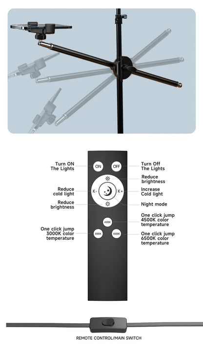 LED Photo Studio Video Fill Light Panel – 3000K-6500K Adjustable with Tripod Stand & Long Arm, EU Plug for Live Streaming