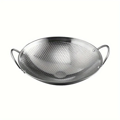 29cm/11inch Stainless Steel Honeycomb Skillet | Non-Stick, Scratch-Resistant Cooking Pan for Pasta, Steak, Porridge, Ramen
