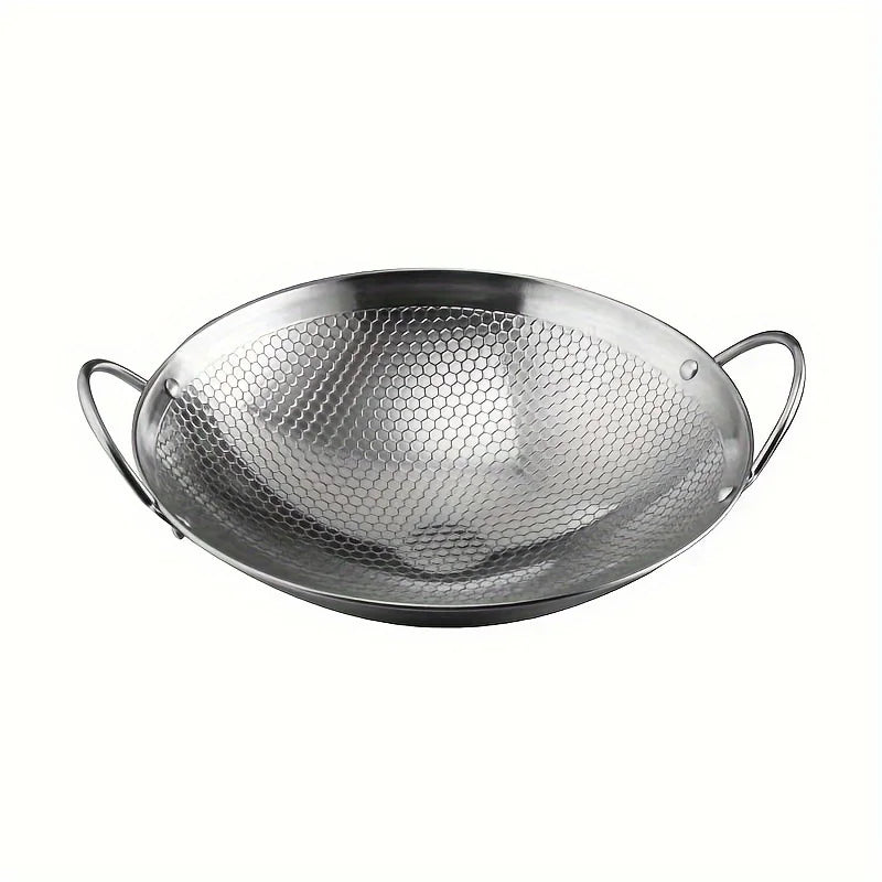 29cm Stainless Steel Honeycomb Skillet – Non-Stick, Scratch-Resistant Pan with Handle for Pasta & Steak
