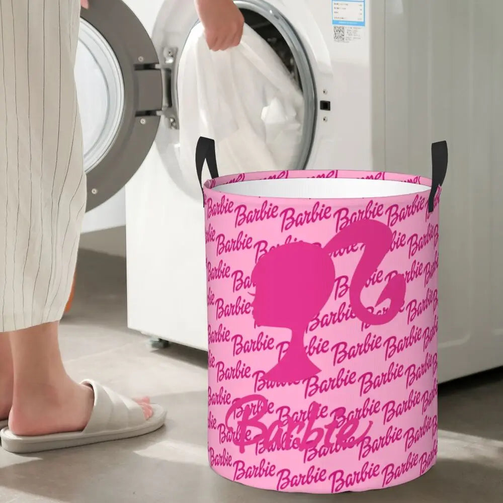Custom Barbie Logo Laundry Basket – Collapsible Large Capacity Clothes Storage Bin, Disney Baby Hamper