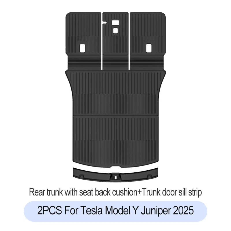 Tesla Model Y Juniper 2025+ TPE Floor Mats Set – Premium All-Weather Cargo & Trunk Liner, Wear-Resistant Car Interior Foot Protection Mats