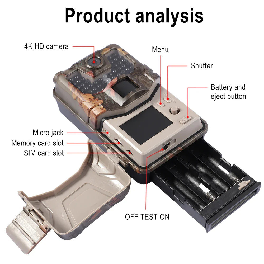 4G 120MP 4K Trail Camera HC900PRO – Wildlife Hunting Camera with Live APP Monitoring, Free Cloud Storage, Night Vision & Motion Detection Photo Trap System