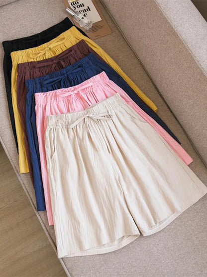 2026 Women's Cotton Summer Shorts - High Waist Loose Fit Casual Shorts with Pockets