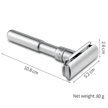 Mingshi Adjustable Safety Razor – Double Edge Classic Men’s Shaver with 1-6 Mild to Aggressive Settings and 5 Blades