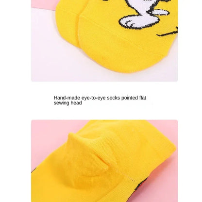 5 Pairs Snoopy Women’s Low-Cut Socks – Retro Cotton Blend Casual Short Socks