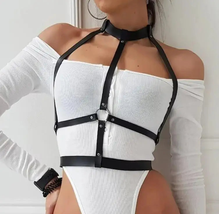 Sexy Leather Leg Harness Garter Belt – Thigh Lingerie for Gothic, Fetish & Festival Wear