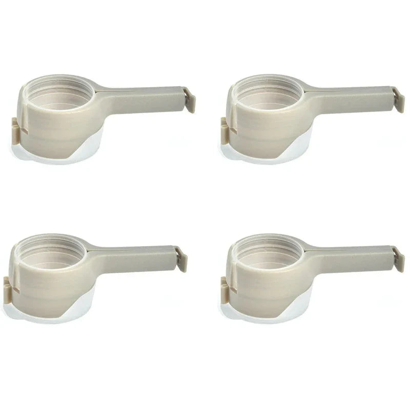 Food Storage Bag Clips with Pour Spouts - Kitchen Chip Sealer Clips, Plastic Cap for Freshness