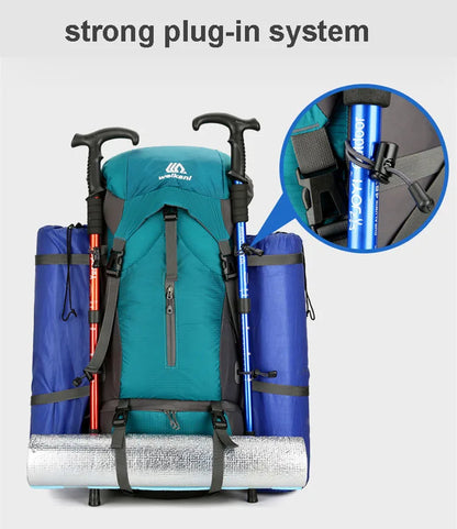 70L Nylon Camping Backpack with Rain Cover — Outdoor Hiking, Mountaineering & Travel Daypack for Men