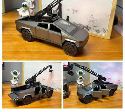1:32 Cybertruck Diecast Toy Truck for Boys – Silver Pickup with Sound & Light, Metal Model Car for Kids Age 3+