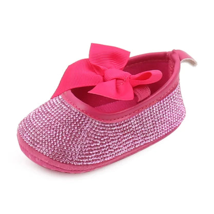 Baby Girls’ Bowknot Shoes - Shiny Diamond Sneakers & Sandals for Newborns and Toddlers