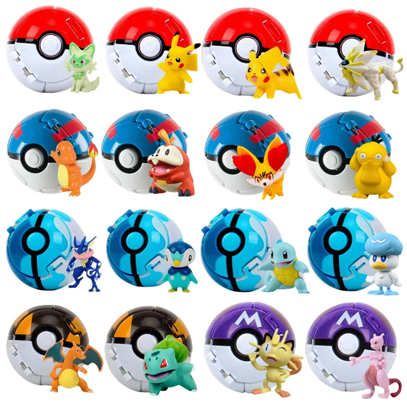 Pokemon Pokeball Figurine — Anime Action Figures including Pikachu & Charizard, Kids Collectible Toy Gift