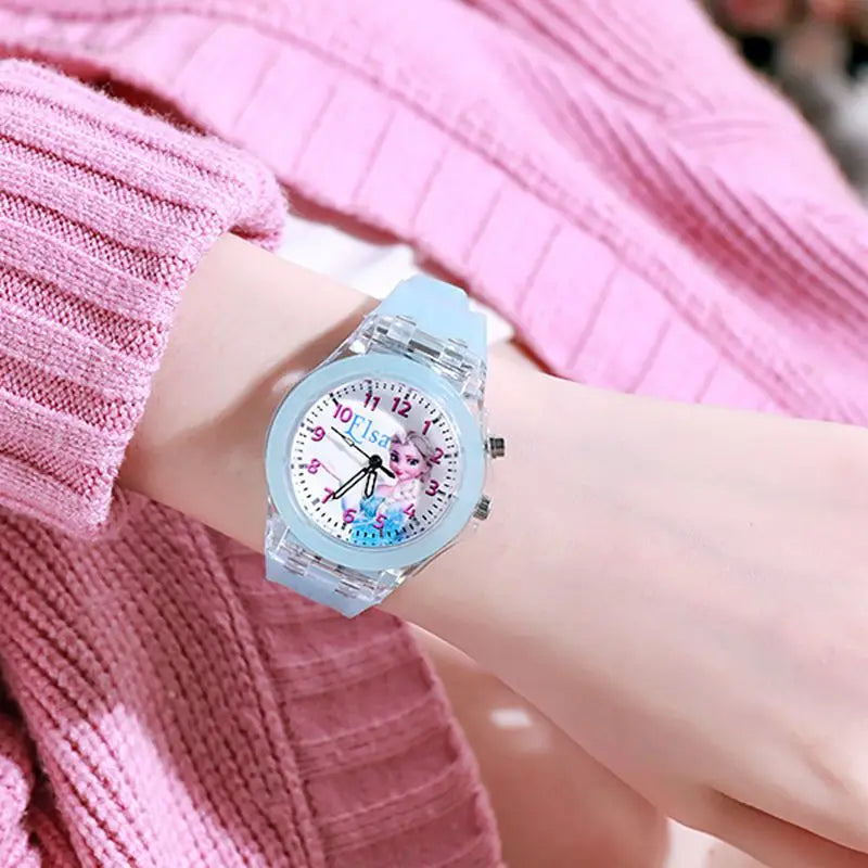 Disney Frozen Princess Kids Watch - Girls' Luminous LED Colorful Wristwatch for Students & Ladies
