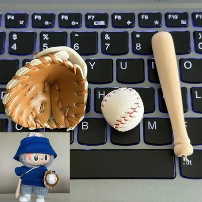 Labubu 15-17cm Doll Sports Outfit – LA Baseball & Trendy Tennis/Badminton Clothing, T-Shirt & Cargo Pants Set