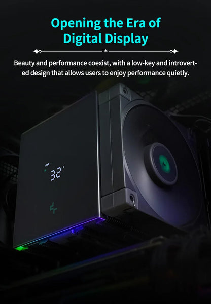 DeepCool AK620 CPU Cooler - Digital Display, 6 Heat Pipes, Twin Towers Radiator for LGA 2066, 2011, 1700, 1200, 115X, AM5 & AM4