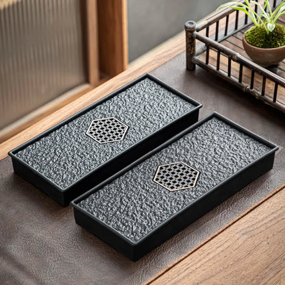 Mimicking Ugjin Stone Tea Tray – Heat-Resistant & Insulated Water Drain Tray for Tea Ceremony Storage