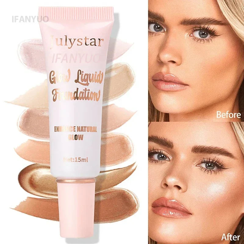 Liquid Pearlescent Foundation & High Coverage Concealer — Waterproof 3D Contour Shadow Brightening Face & Body Highlighter