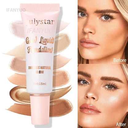 Liquid Pearlescent Foundation & High Coverage Concealer — Waterproof 3D Contour Shadow Brightening Face & Body Highlighter