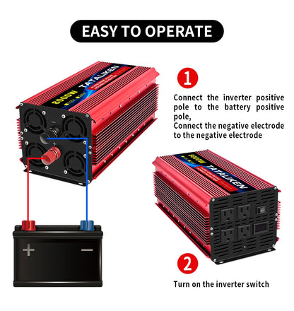 Pure Sine Wave Inverter 5000–10000W – 12V DC to 110V AC Portable Solar & Car Power Converter
