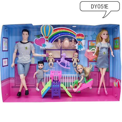 Doll Accessories Family Set – Baby, Pregnant Mom & Father Dolls for Christmas & Birthday Toy Gifts, No Color Box