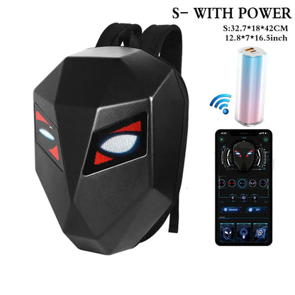 LOY LED Knight Cycling Backpack - Waterproof Motorcycle Helmet Bag with Bluetooth APP Control, Hard Shell Laptop Bag with LED Lights