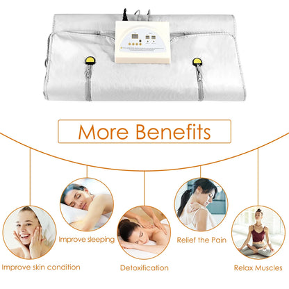 Professional Infrared Sauna Blanket – Slimming Heating Blanket with Zipper Design for Weight Loss & Detox, 180x80cm Home Spa