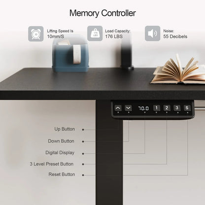 Electric Standing Desk with 2 Adjustable Monitor Shelves – Memory Controller & Height Adjustable Stand Up Desk