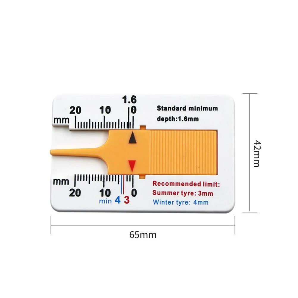 Auto Car Tire Tread Depth Gauge - 0-20mm Depthometer, Plastic Wheel Measure Tool for Tread Indicator