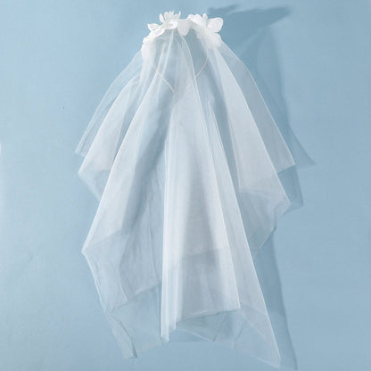 White Tulle Bow Veil Hairpin with Pearls – Elegant Bridal & Bachelorette Hair Clip for Weddings, Parties, and Gifts