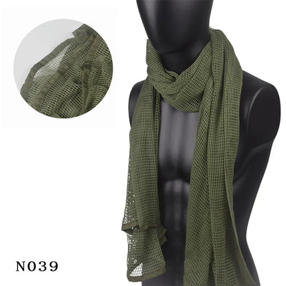 Outdoor Camouflage Netting Scarf — Camo Mesh Face Veil & Shemagh Head Wrap for Camping, Hiking, Shooting