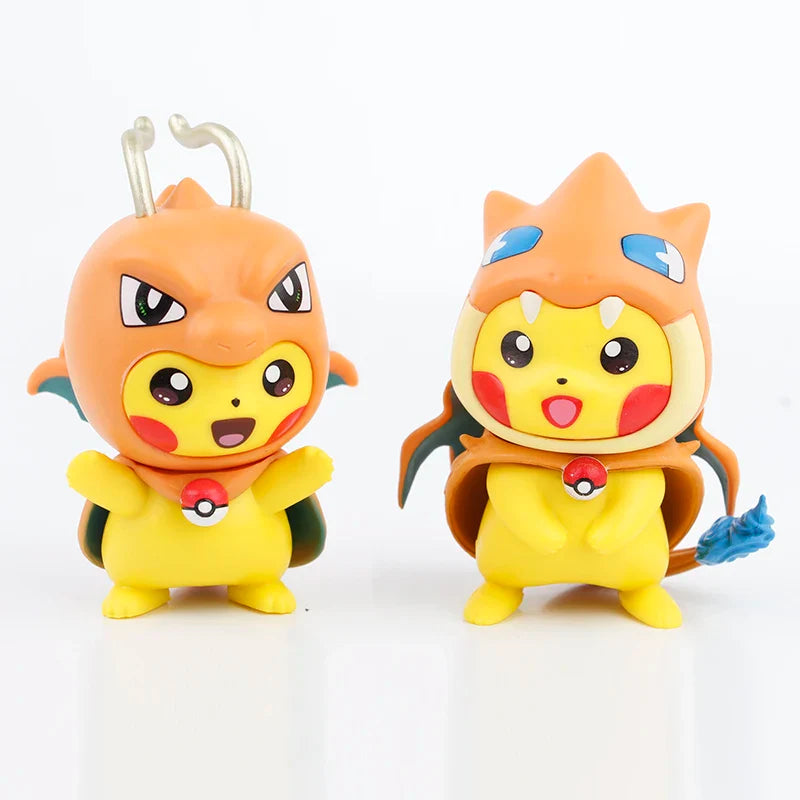6PCS Pokemon Pikachu as Charizard & Mew Figures – 7cm Anime Toy Set Collectibles