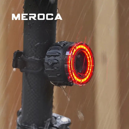 MEROCA USB Charging Bicycle Rear Light | High Visibility Multifunctional Flashing Tail Light with Brake Sensor for MTB and Road Bikes