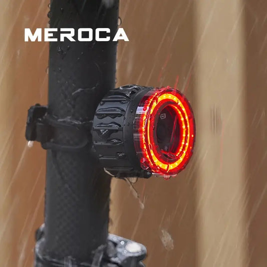 MEROCA USB Charging Bicycle Rear Light | High Visibility Multifunctional Flashing Tail Light with Brake Sensor for MTB and Road Bikes