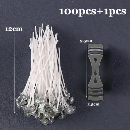 Smokeless Candle Wicks – Pre-Waxed Cotton Core with Metal Sustainer Tabs, 2.6-20cm for DIY Handmade Candle Making