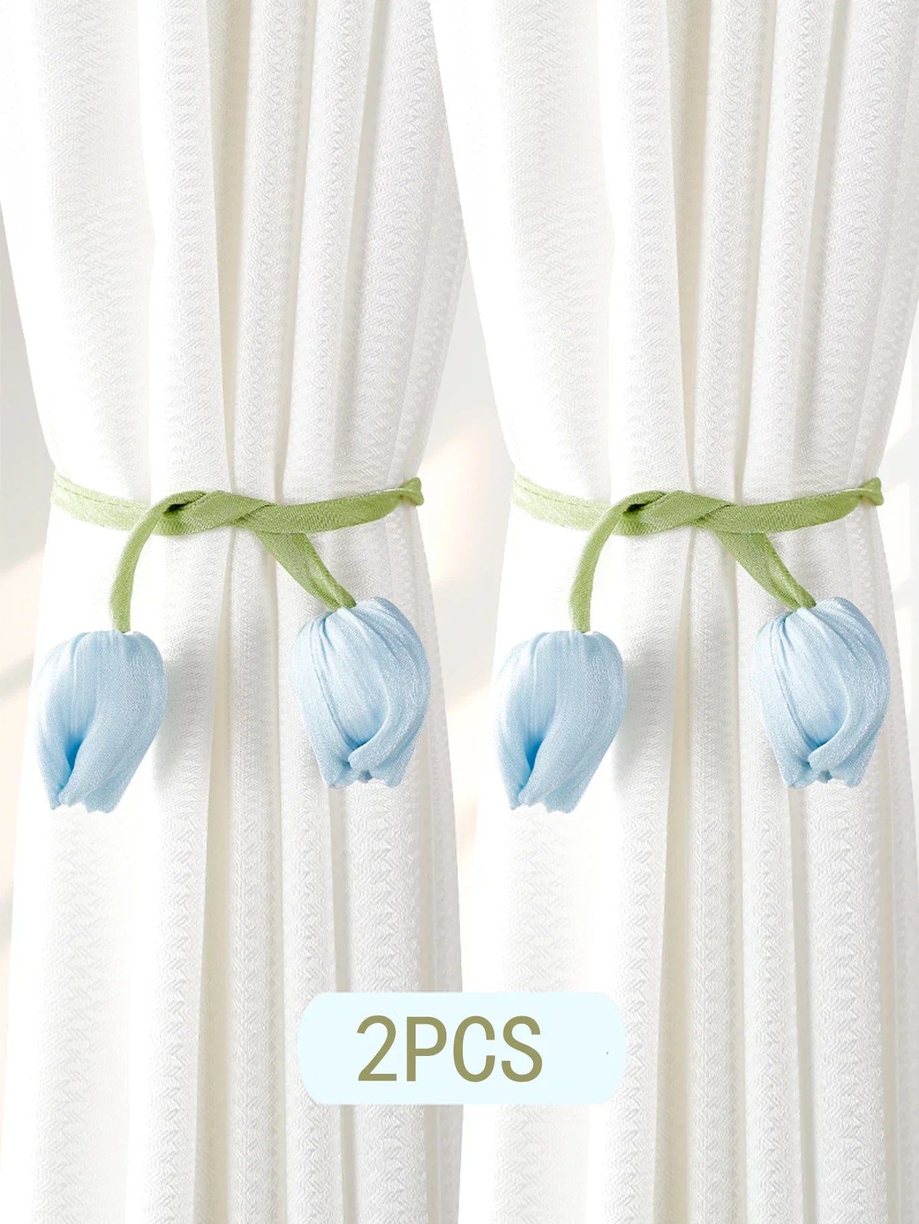 2PCS Tulip Flower Curtain Tiebacks – Rustic No-Damage Holdbacks for Living Room & Bedroom Decor