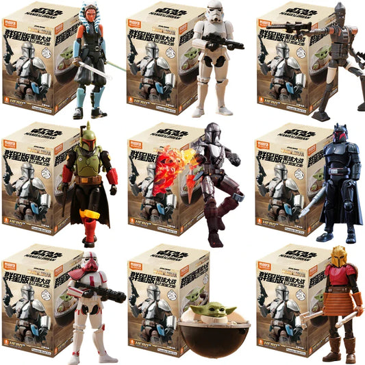 BLOKEES GV01 Star Wars Mandalorian Action Figure – Mando Djarin, Grogu, Boba Fett & Stormtrooper Collectible Toy Gift