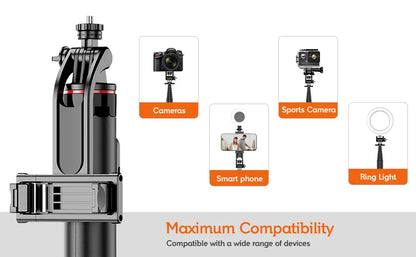 130cm Selfie Stick Tripod – Portable Retractable Smartphone Stand with Wireless Remote Control