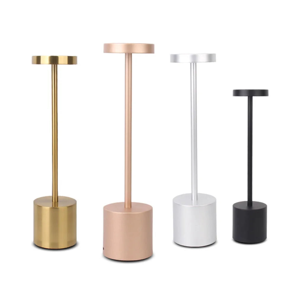 Classic USB Rechargeable Table Lamp – Stepless Dimming Touch Desk Lamp with 3 Colors for Bedside, Hotel & Bar Decoration